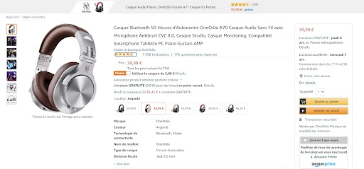 Exemple fiche produit – Casque Bluetooth