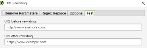 « Configuration » – Section « URL Rewriting » : Onglet « Test ».