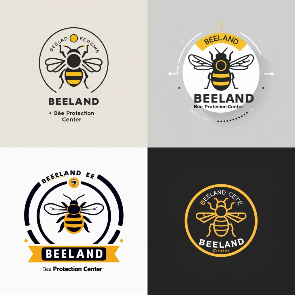 Logo Midjourney moderne et minimaliste représentant une abeille, conçu avec des couleurs jaune et noir.