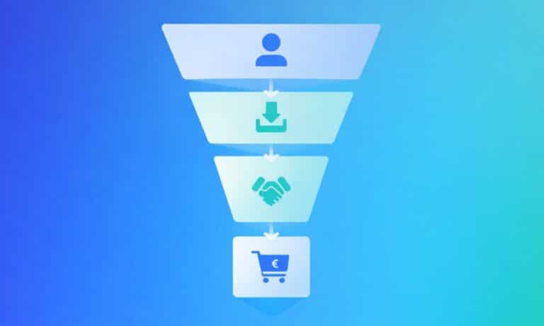 Graphique d'un entonnoir de conversion montrant les etapes du parcours client